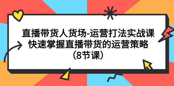 【副业项目7982期】直播带货人货场-运营打法实战课：快速掌握直播带货的运营策略（8节课）-网赚资源网