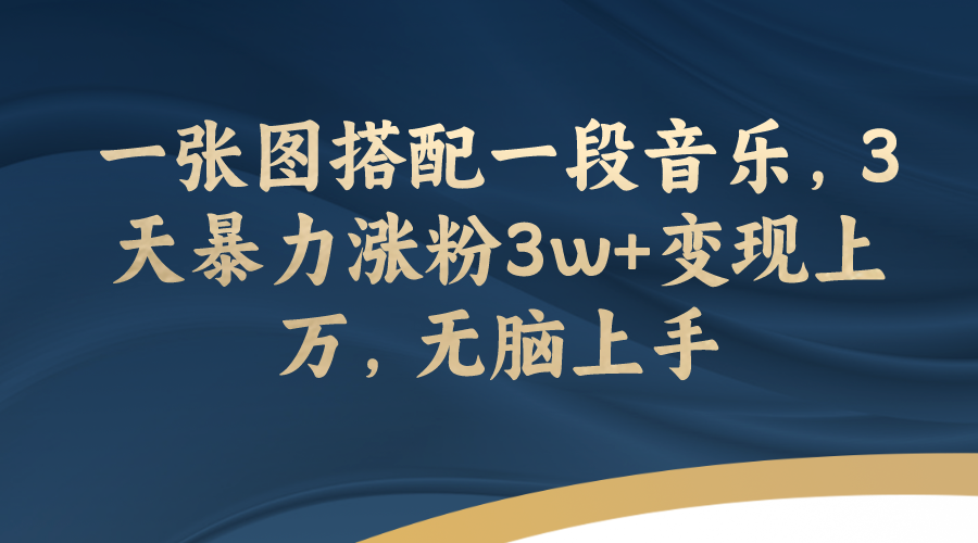【副业项目7984期】一张图搭配一段音乐，3天暴力涨粉3w+变现上万，无脑上手-网赚资源网