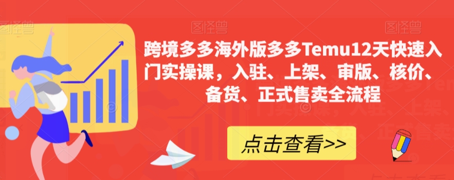 【副业项目7995期】跨境多多海外版多多Temu12天快速入门实战课，从入驻 上架到正式售卖全流程-网赚资源网