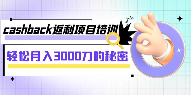 【副业项目8065期】cashback返利项目培训：轻松月入3000刀的秘密-网赚资源网