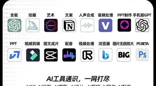 【副业项目7989期】AIGC-全能特训营第3期：一次掌握14大主流AI工具，A1工具通识，一网打尽-网赚资源网