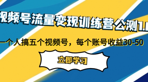 【副业项目8026期】视频号流量变现训练营公测1.0：一个人搞五个视频号，每个账号收益30-50-网赚资源网