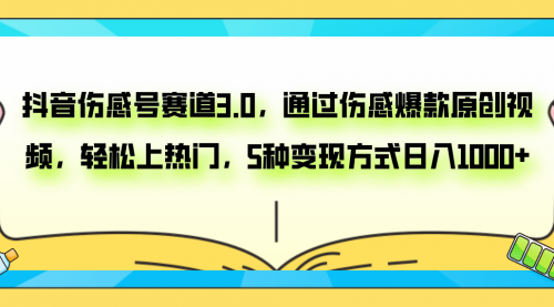 【副业项目8116期】抖音伤感号赛道3.0，通过伤感爆款原创视频，轻松上热门，5种变现日入1000+-网赚资源网