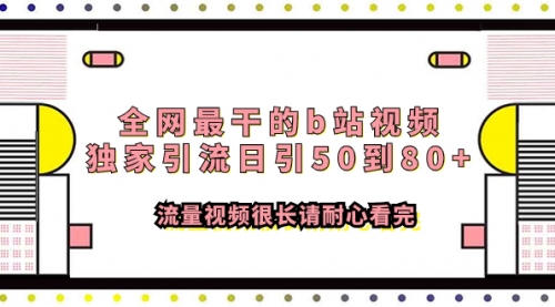 【副业项目8119期】全网最干的b站视频独家引流日引50到80+-网赚资源网
