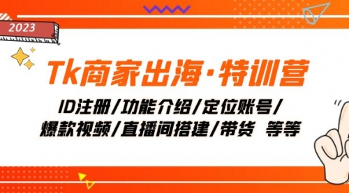 【副业项目8226期】Tk商家出海·特训营：ID注册/功能介绍/定位账号/爆款视频/直播间搭建/带货-网赚资源网