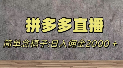 【副业项目8231期】蓝海赛道拼多多直播，无需露脸，日佣金2000＋-网赚资源网