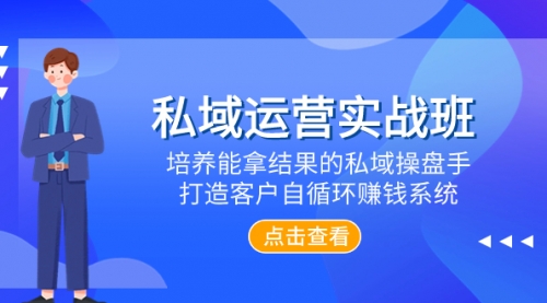【副业项目8237期】私域运营实战班，培养能拿结果的私域操盘手，打造客户自循环赚钱系统-网赚资源网