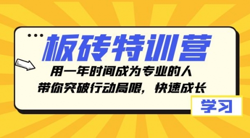 【副业项目8289期】板砖特训营，用一年时间成为专业的人，带你突破行动局限，快速成长-网赚资源网
