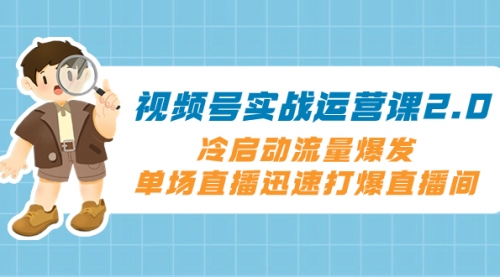 【副业项目8293期】视频号实战运营课2.0，冷启动流量爆发，单场直播迅速打爆直播间-网赚资源网