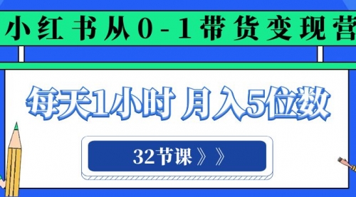 【副业项目8315期】小红书 0-1带货变现营，每天1小时，轻松月入5位数（32节课）-网赚资源网