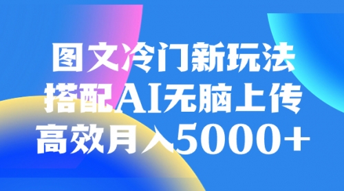 【副业项目8324期】图文冷门新玩法，搭配AI无脑上传，高效月入5000+-网赚资源网