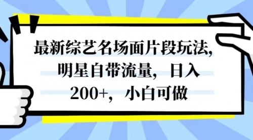 【副业项目8334期】最新综艺名场面片段玩法，明星自带流量，日入200+，小白可做-网赚资源网