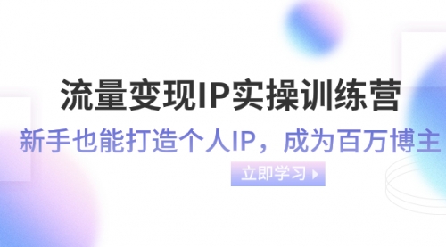 【副业项目8349期】流量变现-IP实操训练营：新手也能打造个人IP，成为百万博主-网赚资源网