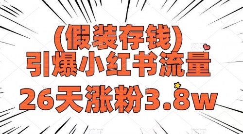 【副业项目8407期】假装存钱，引爆小红书流量， 26天涨粉3.8w-网赚资源网