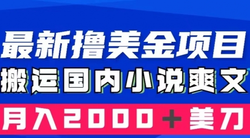 【副业项目8408期】国内小说爽文搬运到国外，复制粘贴一月2000+美金-网赚资源网