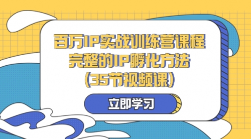 【副业项目8430期】百万IP实战训练营课程，完整的IP孵化方法（35节视频课）-网赚资源网