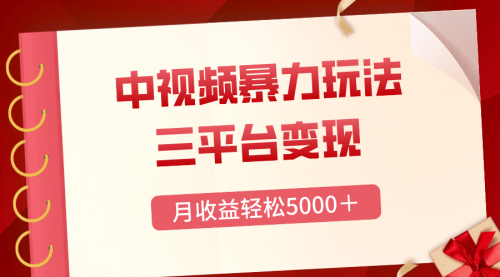 【副业项目8434期】三平台变现，月收益轻松5000＋，中视频暴力玩法，每日热点的正确打开方式-网赚资源网