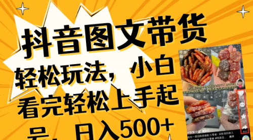 【副业项目8462期】抖音图文带货轻松玩法，小白看完轻松上手起号，日入500+-网赚资源网