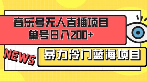【副业项目8467期】音乐号无人直播项目，单号日入200+-网赚资源网