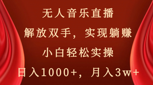 【副业项目8647期】无人音乐直播，解放双手，实现躺赚，小白轻松实操，日入1000+，月入3w+-网赚资源网