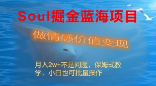 【副业8669期】Soul掘金蓝海项目细分赛道，做情感价值变现，月入2w+不是问题-网赚资源网
