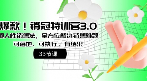 【副业8705期】销冠特训营3.0之顺人性销售法，全方位解决销售难题、可落地-网赚资源网