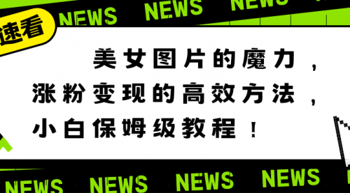 【副业8733期】美女图片的魔力，涨粉变现的高效方法，小白保姆级教程！-网赚资源网