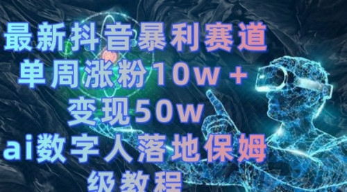 【副业8738期】最新抖音暴利赛道，单周涨粉10w＋变现50w的ai数字人落地保姆级教程-网赚资源网