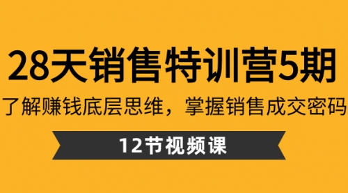 【副业8768期】28天·销售特训营5期：了解赚钱底层思维，掌握销售成交密码（12节课）-网赚资源网