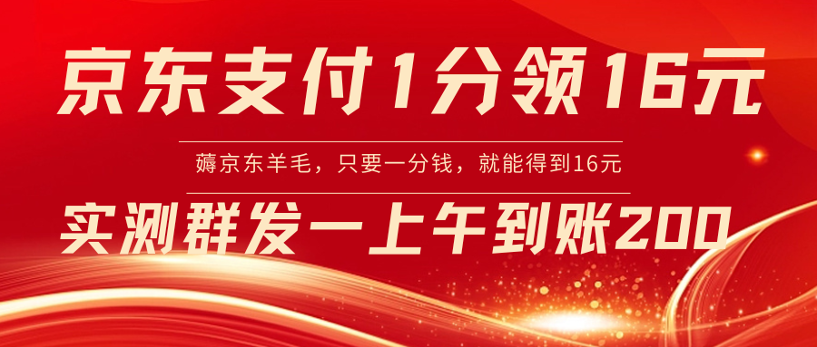 【副业8772期】京东活动：支付1分得16元实操到账200-网赚资源网