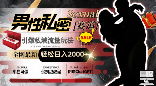 【副业8789期】全网最新男性私密赛道玩法，引爆私域流量，轻松日入2000+-网赚资源网