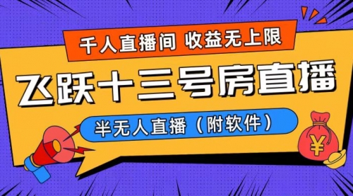 【副业8791期】爆火飞跃十三号房半无人直播，一场直播上千人，日入过万！-网赚资源网