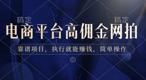 【副业8813期】电商平台高佣金网拍，靠谱项目，执行就能赚钱，简单操作-网赚资源网