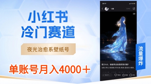 【副业8816期】小红书冷门赛道，夜光治愈系壁纸号，单号月入4000＋-网赚资源网