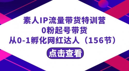 【副业8847期】繁星·计划素人IP流量带货特训营：0粉起号带货 从0-1孵化网红达人（156节）-网赚资源网