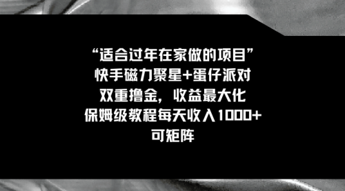 【副业8855期】适合过年在家做的项目，快手磁力+蛋仔派对，双重撸金，收益最大化-网赚资源网