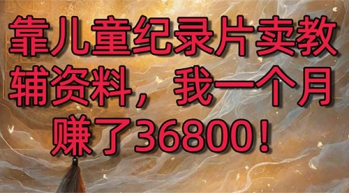 【副业8869期】靠儿童纪录片卖教辅资料，一个月赚了36800！暴力变现2.0版本，喂饭级教学-网赚资源网