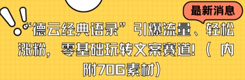 【副业8957期】“德云经典语录”引爆流量、轻松涨粉，零基础玩转文案赛道（内附70G素材）-网赚资源网