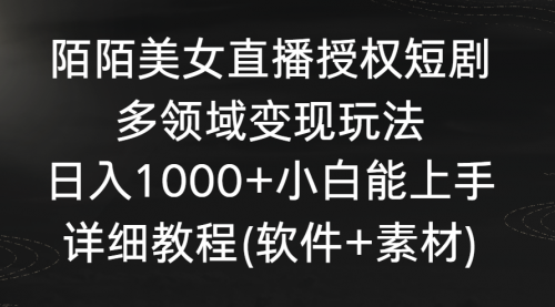 【副业8963期】陌陌美女直播授权短剧，多领域变现玩法，日入1000+-网赚资源网