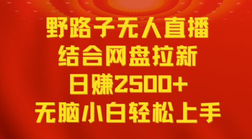 【副业9033期】无人直播野路子结合网盘拉新，日赚2500+多平台变现，小白无脑轻松上手操作-网赚资源网