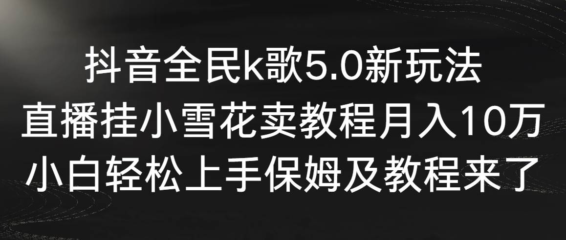 【副业9037期】抖音全民k歌5.0新玩法，直播挂小雪花卖教程月入10万，小白轻松上手-网赚资源网