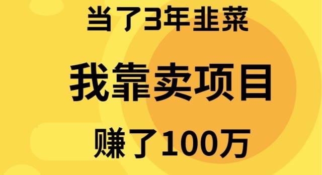 当了3年韭菜，我靠卖项目赚了100万-网赚资源网