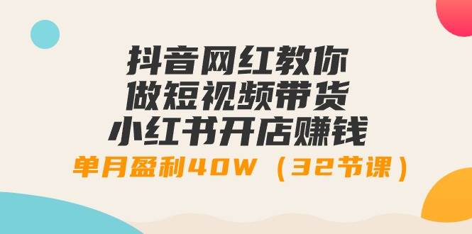 抖音网红教你做短视频带货+小红书开店赚钱，单月盈利40W（32节课）-网赚资源网
