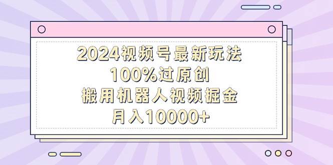 2024视频号最新玩法，100%过原创，搬用机器人视频掘金，月入10000+-网赚资源网