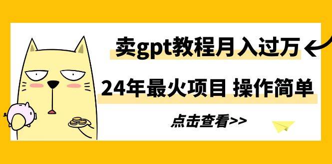 24年最火项目，卖gpt教程月入过万，操作简单-网赚资源网