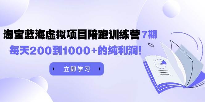 黄岛主《淘宝蓝海虚拟项目陪跑训练营7期》每天200到1000+的纯利润-网赚资源网