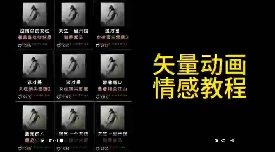 矢量动画情感教程：高点赞涨粉，适合情感、思维、创业教育等赛道-网赚资源网