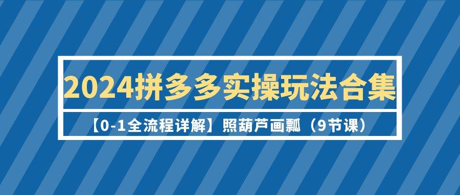 2024拼多多实操玩法合集【0-1全流程详解】照葫芦画瓢（9节课）-网赚资源网