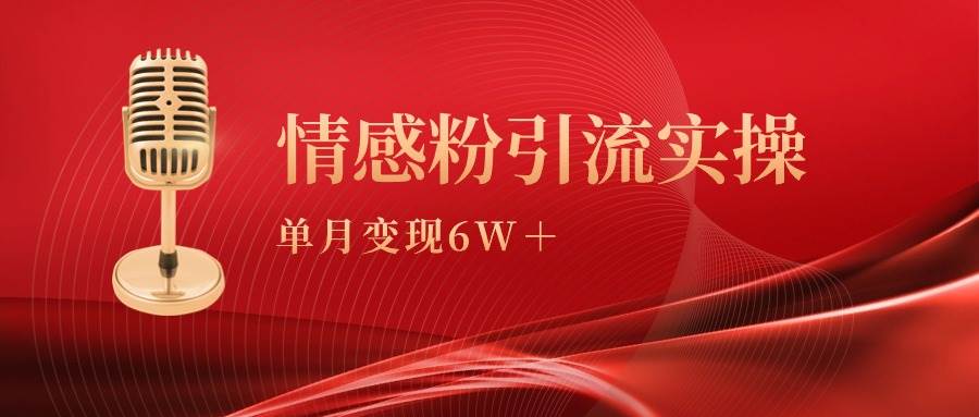 单月变现6w+，情感粉引流变现实操课-网赚资源网