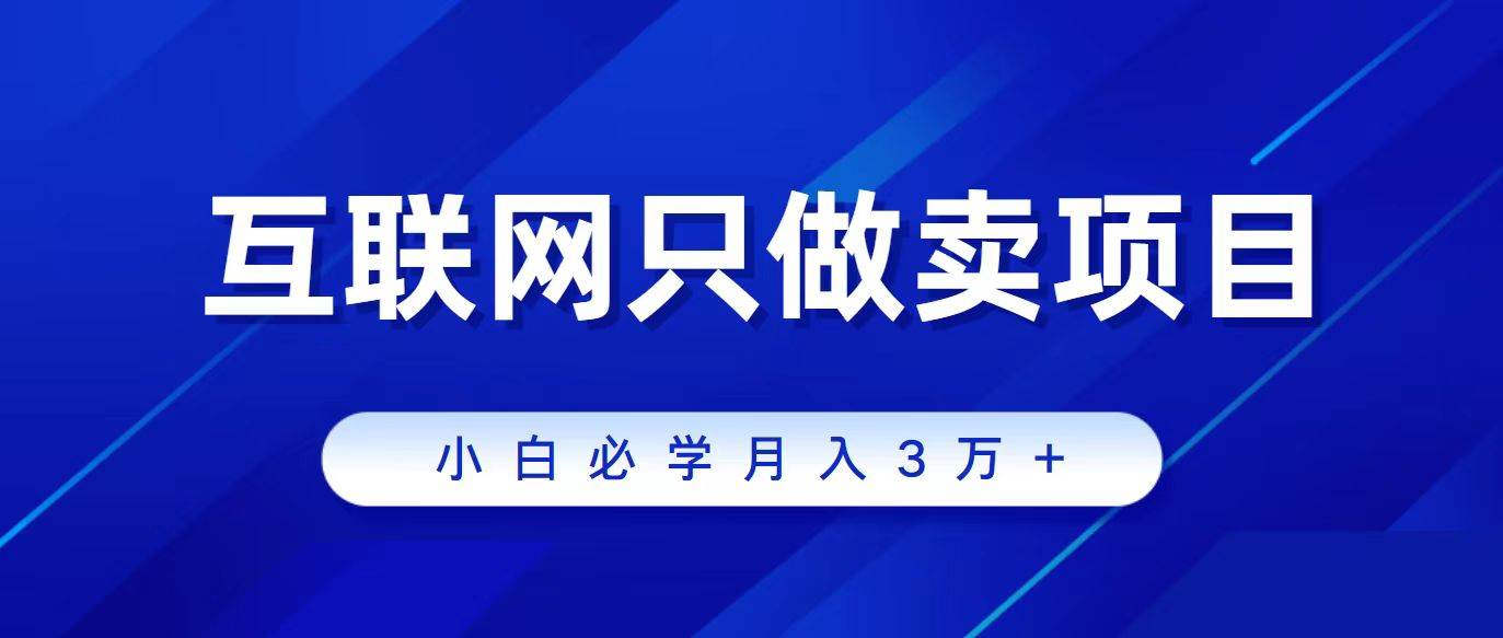 互联网的尽头就是卖项目，被割过韭菜的兄弟们必看！轻松月入三万以上！-网赚资源网